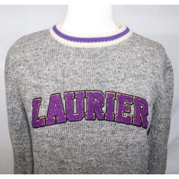 Wilfred Laurier University Canada Womens XL Renu Cabin Sweater Gray Purple - Picture 4 of 9